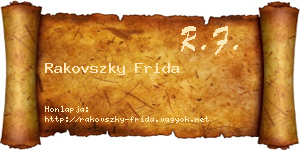 Rakovszky Frida névjegykártya